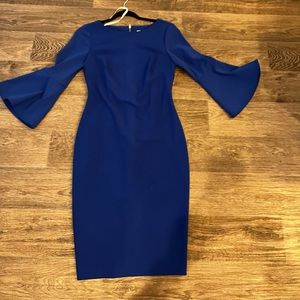 Navy Bell Sleeves Casual Dress